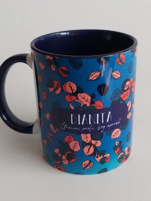 Mug Azul Oscuro Flor De Alcaparra