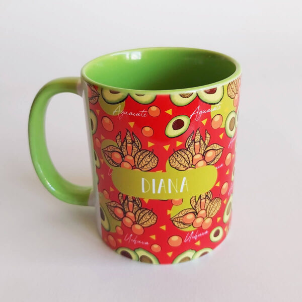 Mug Verde Claro Frutas Tropicales