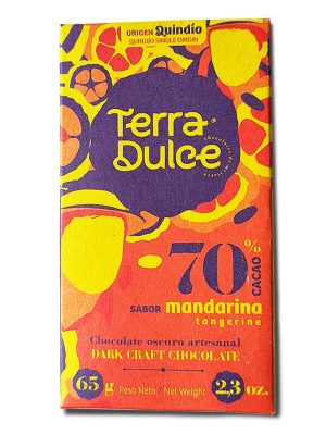 Barra de Chocolate Artesanal del Quindío: 65g con 70% de Cacao sabor mandarina