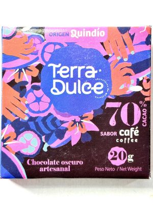 Barra de Chocolate Artesanal del Quindío: 20g con 70% de Cacao y café especial